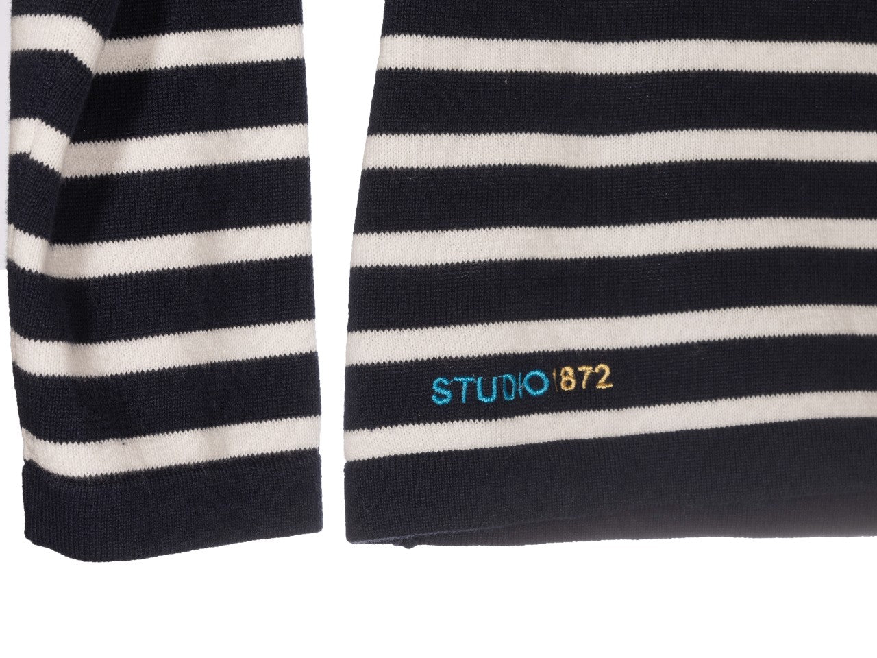 studio 1872 striped cotton crew sweater